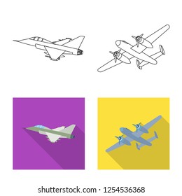 Isolated object of plane and transport logo. Collection of plane and sky stock vector illustration.