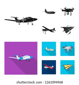 Isolated object of plane and transport logo. Set of plane and sky vector icon for stock.