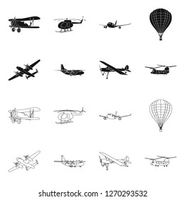Isolated object of plane and transport logo. Set of plane and sky stock symbol for web.