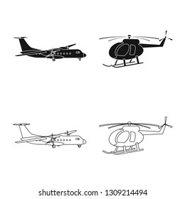 Isolated object of plane and transport logo. Set of plane and sky stock symbol for web.