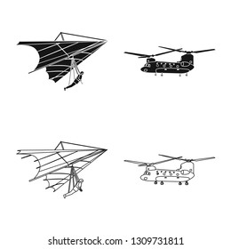 Isolated object of plane and transport logo. Collection of plane and sky vector icon for stock.
