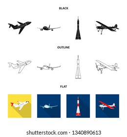 Isolated object of plane and transport logo. Set of plane and sky vector icon for stock.