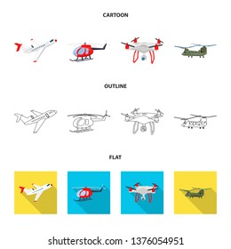 Isolated object of plane and transport logo. Collection of plane and sky stock vector illustration.