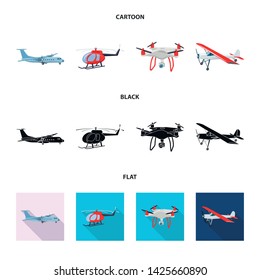 Isolated object of plane and transport logo. Set of plane and sky vector icon for stock.