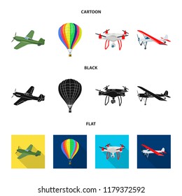 Isolated object of plane and transport sign. Set of plane and sky vector icon for stock.