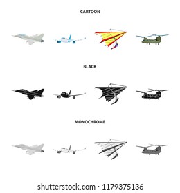 Isolated object of plane and transport sign. Set of plane and sky stock vector illustration.