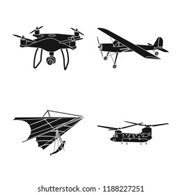 Isolated object of plane and transport sign. Set of plane and sky vector icon for stock.