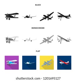 Isolated object of plane and transport sign. Collection of plane and sky vector icon for stock.