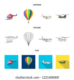 Isolated object of plane and transport sign. Collection of plane and sky vector icon for stock.