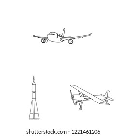 Isolated object of plane and transport sign. Set of plane and sky vector icon for stock.