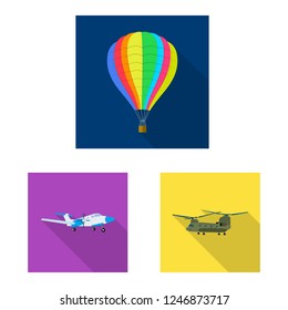 Isolated object of plane and transport sign. Set of plane and sky vector icon for stock.