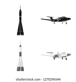 Isolated object of plane and transport sign. Set of plane and sky stock symbol for web.