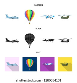 Isolated object of plane and transport sign. Collection of plane and sky vector icon for stock.