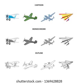 Isolated object of plane and transport sign. Collection of plane and sky vector icon for stock.