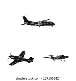 Isolated object of plane and transport symbol. Collection of plane and sky stock symbol for web.