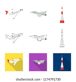 Isolated object of plane and transport symbol. Set of plane and sky stock symbol for web.