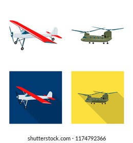 Isolated object of plane and transport symbol. Set of plane and sky vector icon for stock.