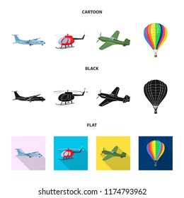 Isolated object of plane and transport symbol. Collection of plane and sky vector icon for stock.