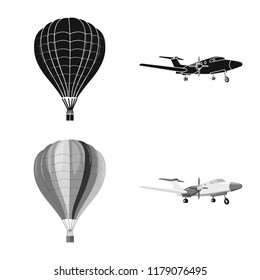 Isolated object of plane and transport symbol. Set of plane and sky stock vector illustration.