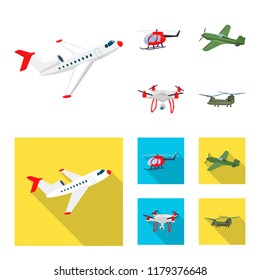 Isolated object of plane and transport symbol. Collection of plane and sky vector icon for stock.