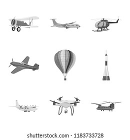 Isolated object of plane and transport symbol. Collection of plane and sky stock symbol for web.