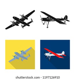 Isolated object of plane and transport symbol. Collection of plane and sky vector icon for stock.