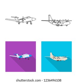 Isolated object of plane and transport symbol. Set of plane and sky stock symbol for web.