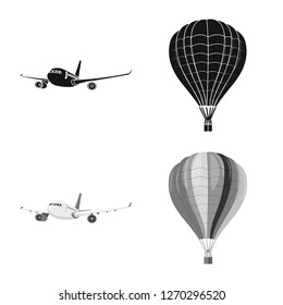 Isolated object of plane and transport symbol. Set of plane and sky vector icon for stock.
