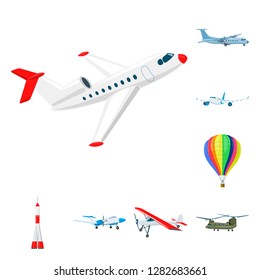 Isolated object of plane and transport symbol. Set of plane and sky stock symbol for web.