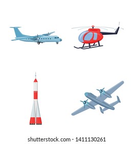 Isolated object of plane and transport symbol. Collection of plane and sky vector icon for stock.