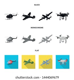 Isolated object of plane and transport symbol. Collection of plane and sky stock symbol for web.