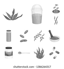 Isolated object of plant and weed logo. Collection of plant and sea stock vector illustration.
