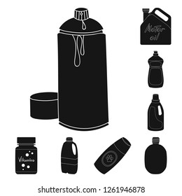 Isolated object of plastic and container icon. Collection of plastic and packaging vector icon for stock.