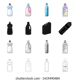 Isolated object of plastic and container icon. Collection of plastic and packaging stock vector illustration.