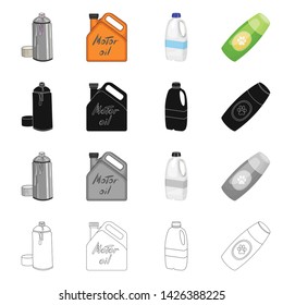 Isolated object of plastic and container sign. Collection of plastic and packaging stock vector illustration.