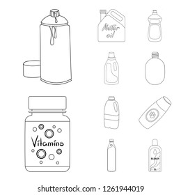 Isolated object of plastic and container symbol. Collection of plastic and packaging stock symbol for web.