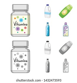 Isolated object of plastic and container symbol. Collection of plastic and packaging stock vector illustration.