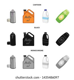 Isolated object of plastic and container symbol. Collection of plastic and packaging stock vector illustration.