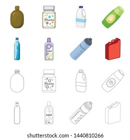 Isolated object of plastic and container symbol. Set of plastic and packaging stock symbol for web.