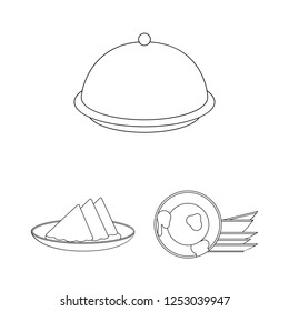 Isolated object of plate and etiquette icon. Collection of plate and dinner stock symbol for web.