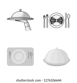 Isolated object of plate and etiquette icon. Collection of plate and dinner stock symbol for web.