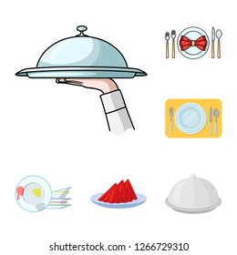 Isolated object of plate and etiquette sign. Set of plate and dinner vector icon for stock.