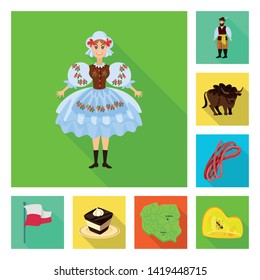 Isolated object of Poland traditional and tour sign. Collection of traditional and landmarks stock symbol for web.