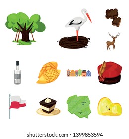 Isolated object of poland and travel sign. Set of poland and europe stock vector illustration.