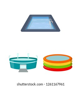 Isolated object of pool and clipart sign. Set of pool and sport stock symbol for web.