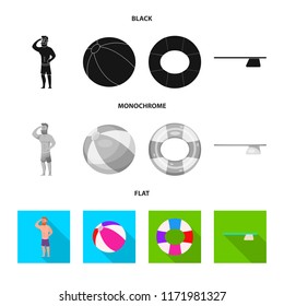 Isolated object of pool and swimming icon. Collection of pool and activity stock symbol for web.