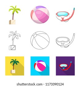 Isolated object of pool and swimming icon. Collection of pool and activity vector icon for stock.