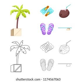 Isolated object of pool and swimming icon. Collection of pool and activity stock symbol for web.