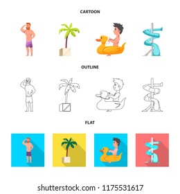 Isolated object of pool and swimming icon. Set of pool and activity stock vector illustration.