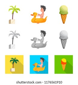 Isolated object of pool and swimming icon. Collection of pool and activity stock vector illustration.